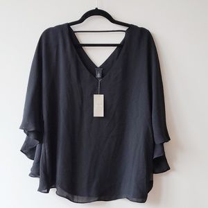 Black Flowy Sleeve Top